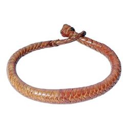 Orange Grace,'Handcrafted Braided Leather Bracelet in Orange'