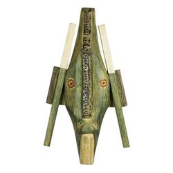 Green Goat,'Handcrafted African Wood Mask of a Green Goat from Ghana'
