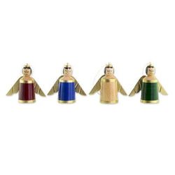 Lovely Angels,'Assorted Color Reclaimed Wood Angel Ornaments (Set of 4)'