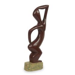 Adowa Dancer,'African Woman Tribal Dancer Hand Carved Wood Sculpture'