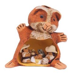Guinea Pig Christmas,'Guinea Pig Andean Christmas Nativity Scene in Ceramic'