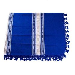 Memories in Blue,'Royal Blue Cotton Hand Loomed Zapotec Full/Queen Bedspread'