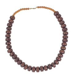Peaceful Calm,'Eco Friendly Recycled Plastic Dark Brown Beaded Necklace'