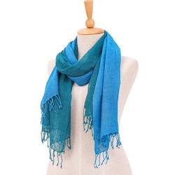 'Set of 2 Ocean-Inspired Teal and Cyan Cotton Scarves'