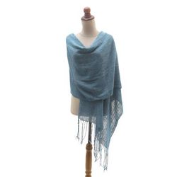 Afternoon Indigo,'Indigo Blue Hand Dyed and Woven Cotton Shawl'