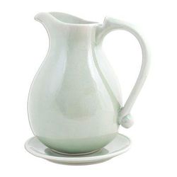 Classicism,'Celadon ceramic pitcher and plate'