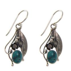 'Blue Beauty' - Reconstituted Turquoise and Sterling Silver Earrings