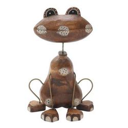Leap Frog,'Artisan Crafted Albesia Wood Frog-Motif Statuette'