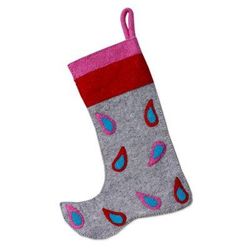 Wool Christmas stocking, 'Festivity'