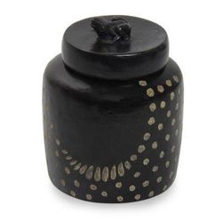 Ceramic jar, 'Frog Song' (large)