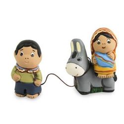 Ceramic figurines, 'Flight to Egypt' (pair)