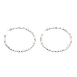'Sterling Silver Hammered Motif Half-Hoop Earrings from Bali'