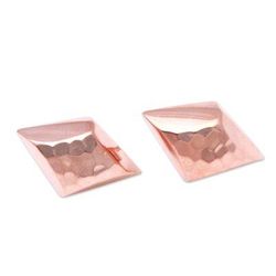 'Diamond-Shaped Rose Gold Plated Sterling Silver Earrings'