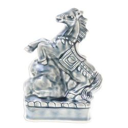 Lucky Horse,'Crackled Blue Ceramic Horse Sculpture from Thailand'