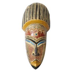 May Kudi,'Hand Crafted West African Wood Wall Mask from Ghana'