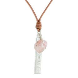 Loved,'Romantic Rose Quartz Pendant Necklace from Guatemala'