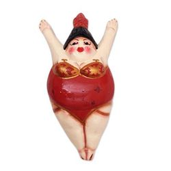 Graceful Flight,'Hand-Painted Albesia Wood Ornament of Flying Woman'