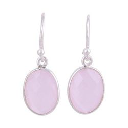 Bashful Rose,'Faceted Rose Quartz Earrings Totaling 12 Carats'
