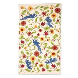 Nature's Magnificence,'Bird and Floral pattern Wool Area Rug from India (3x5)'