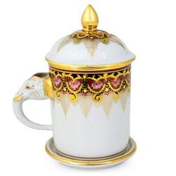 Benjarong porcelain mug, 'Thai Iyara'