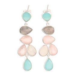 'Teardrop Multi-Gemstone Dangle Earrings from India'