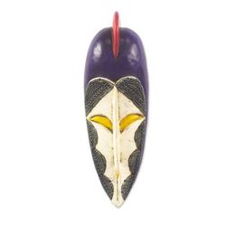 Cultural Life,'Handcrafted African Sese Wood Mask with Aluminum Plates'