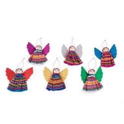 Quitapenas Angels,'Cultural Cotton Angel Ornaments from Guatemala (Set of 6)'