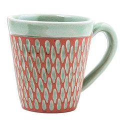 Ginger Green Honeycomb,'Handcrafted Green Incised Celadon Ceramic Mug'