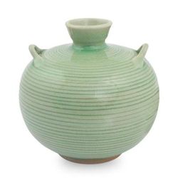 Celadon ceramic vase, 'Rice Fields'