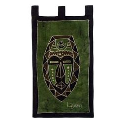 Cotton batik wall hanging, 'African Moon and Star'
