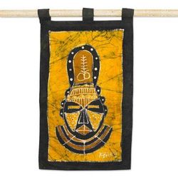 Batik wall hanging, 'Aya African Mask'