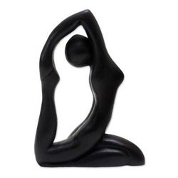 Pigeon Pose,'Suar Wood Figurative Statuette'