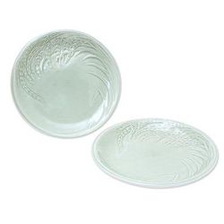 Thai Rice,'Celadon Ceramic Plates from Thailand (Pair)'