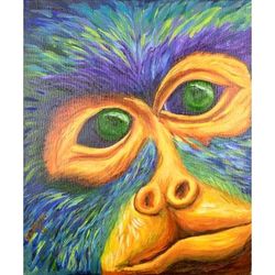 Howler,'Signed Expressionist Howler Monkey Painting from Costa Rica'