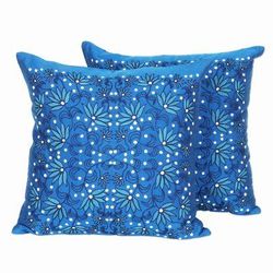 Night Trellis,'Artisan Crafted Cotton Cushion Covers (Pair)'