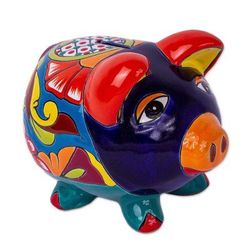 Wealthy Piggy,'Talavera-Style Ceramic Decorative Accent'