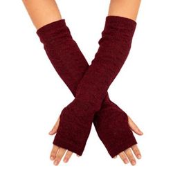 Luscious Twist in Burgundy,'Burgundy 100% Baby Alpaca Cable Knit Fingerless Mitts'