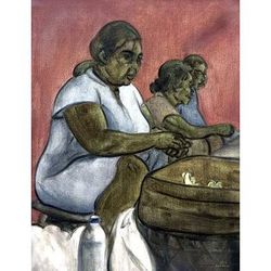 Arranging,'Oil on Canvas Painting of a Javanese Hindu Woman'