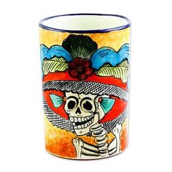Brilliant Catrina,'Ceramic Catrina Vase Hand Painted in Mexico'