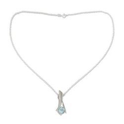 'Silver Flare' - Indian Sterling Silver and Blue Topaz Necklace