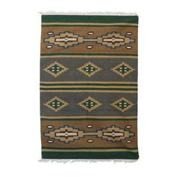 Forest Harmony,'Artisan Handwoven Wool and Cotton Dhurrie Rug (4x6)'