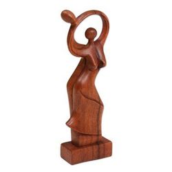 Wood sculpture, 'Dancing Couple' - Fair Trade Romantic Wood Sculpture