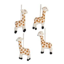 Cheerful Giraffes,'Set of 4 Giraffe Wool Felt Ornaments'