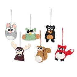 Woodland Friends,'Handcrafted Wool Ornaments (set of 6)'