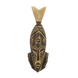 Fish Head,'Handmade Sese Wood Fish Head Mask'