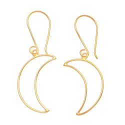 Moon Money,'Gold-Plated Crescent Moon Dangle Earrings'