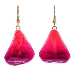 Petal Rain,'Natural Orchid Flower Dangle Earrings in Magenta'