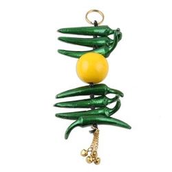 Nimbu Mirchi,'Handmade Aluminum Green Chili Wall Art'