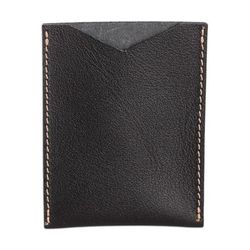 Night Wealth,'Handcrafted Black Leather Card Holder with Open Top'