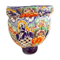 Guanajuato Garden,'Handmade Multicolored Ceramic Wall Planter'